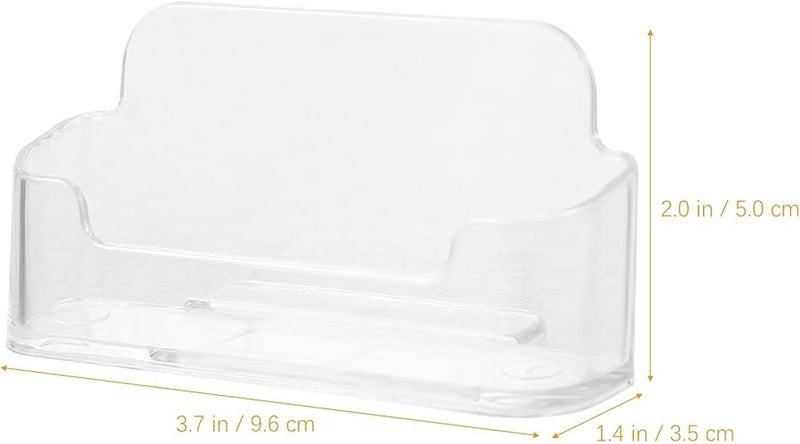 4pcs Clear Plastic Business Card Holder Display Stand Single Slot for Desk Office - Image 2